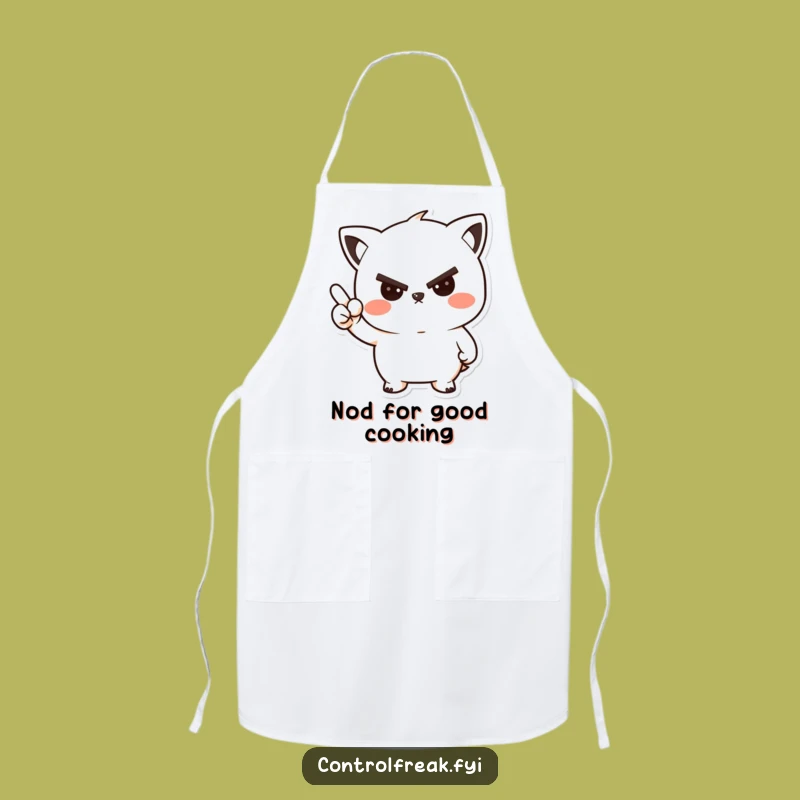 Funny Kawaii Nod Apron: Cook with Stern, Friendly Approval in the Kitchen