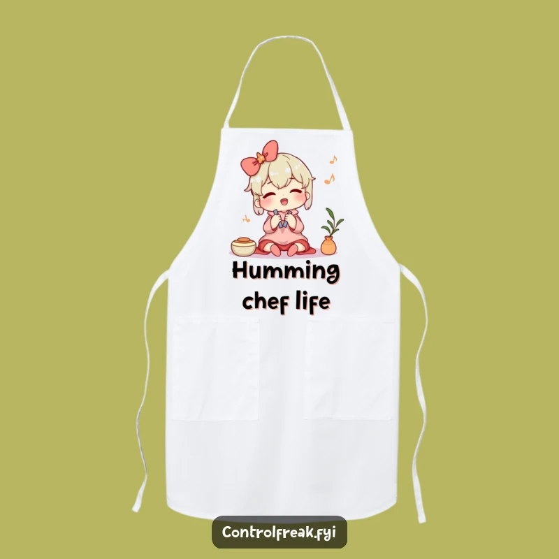 Funny Contented Cleaner Apron: Tidy Up with a Happy Hum!
