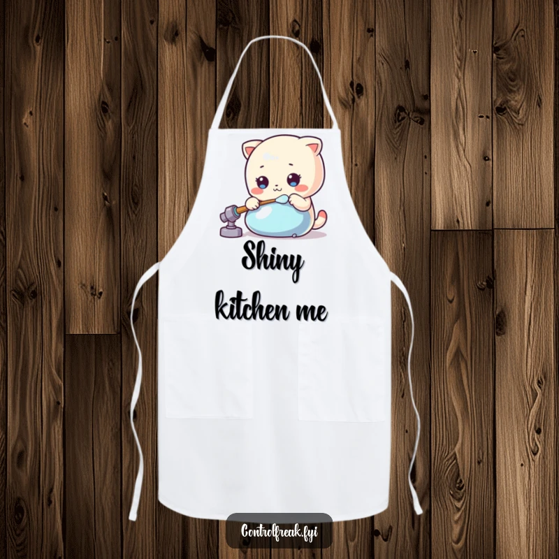 Funny Kawaii polisher apron protecting your clothes while meticulously polishing a shiny object.