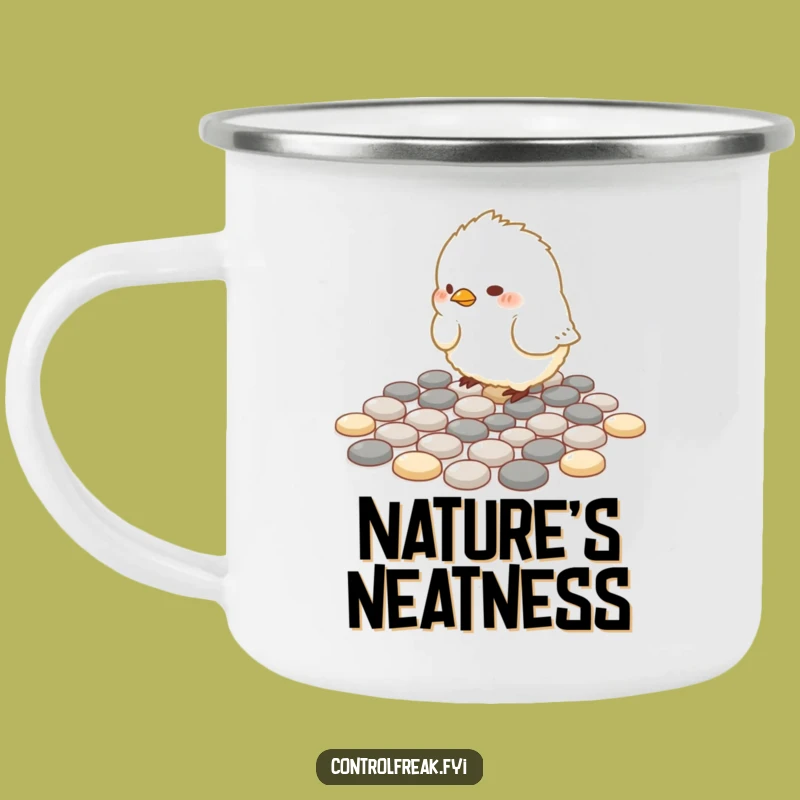 Funny Bird Pattern Camping Mug: Organized Bird's Pebble Art Outdoors