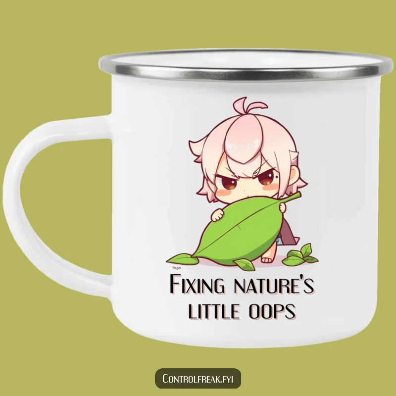 Funny Determined Leaf Straightener Camping Mug: Nature's Ally Outdoors