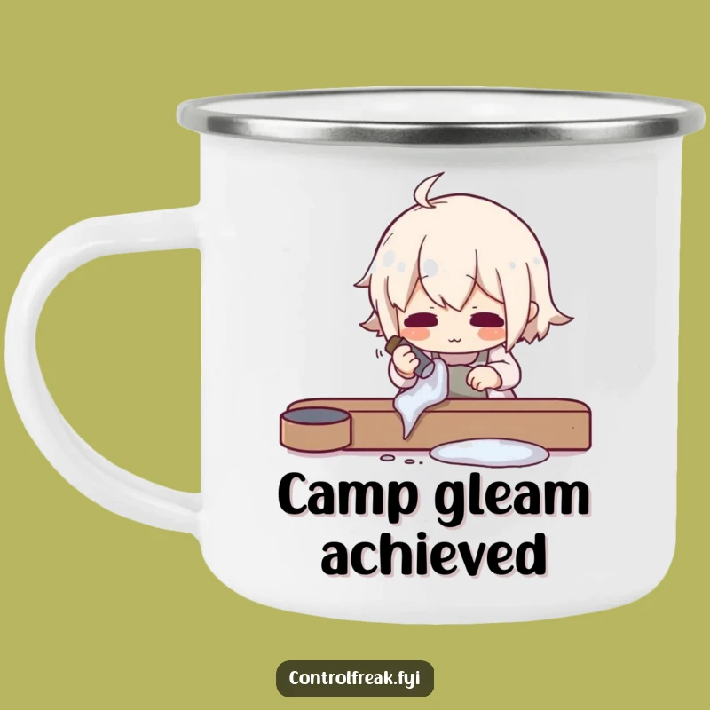 Funny Enamel Camping Mug: Meticulous Polisher, Outdoor Shine Gift