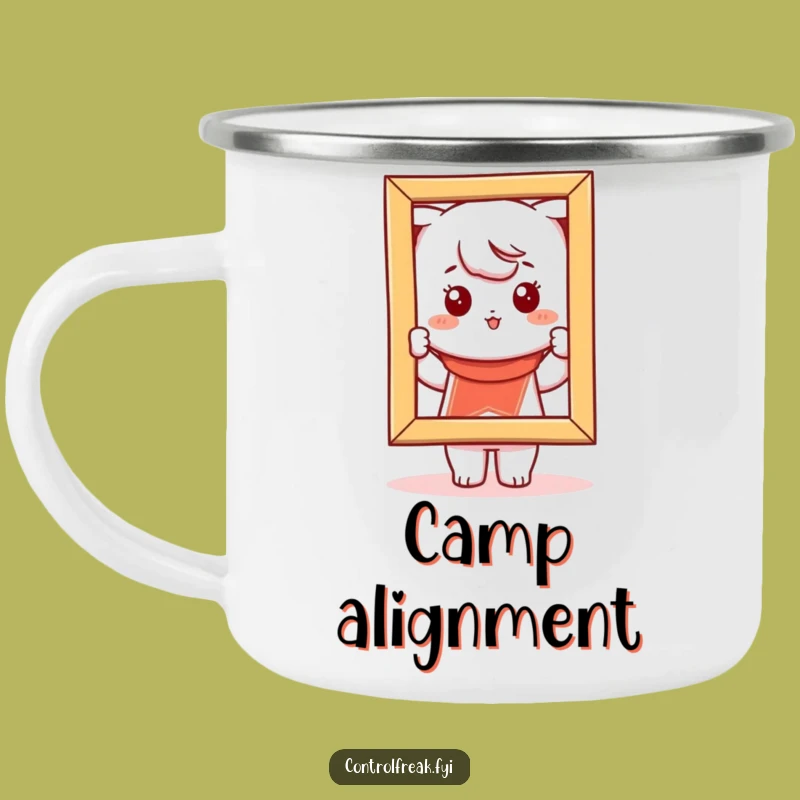 Funny Kawaii Picture Frame Camping Mug: Straight Lines Outdoors