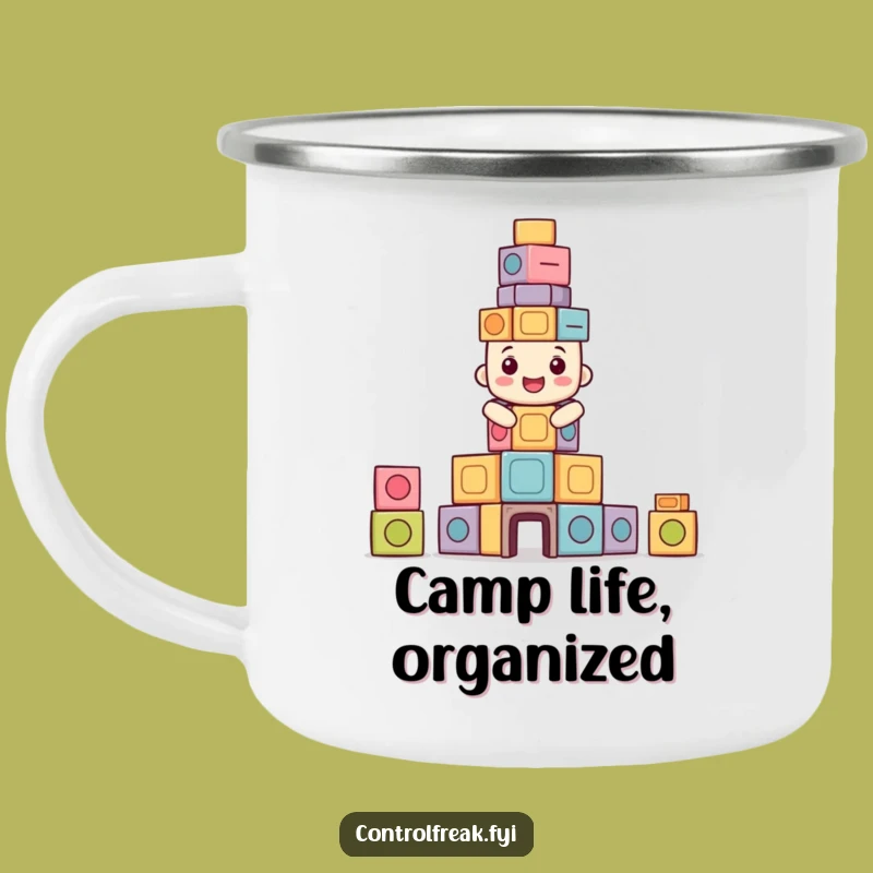 Funny Symmetrical Tower Camping Mug - Balanced Outdoor Builds Gift