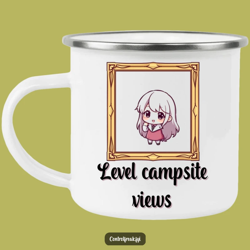 Funny Decorator Mug: Character Adjusting Tilted Frame, Outdoor Funny Gift