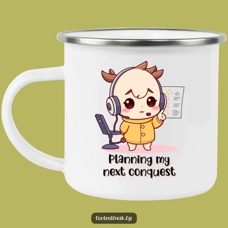 Funny Headset Flowchart Camping Mug: Outdoor Strategy Companion, Gift