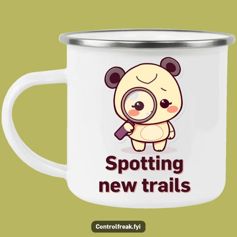 Funny Obsessed Detective Camping Mug: Adventure with Tiny Character Magnifying Glass, Rugged Funny Gift