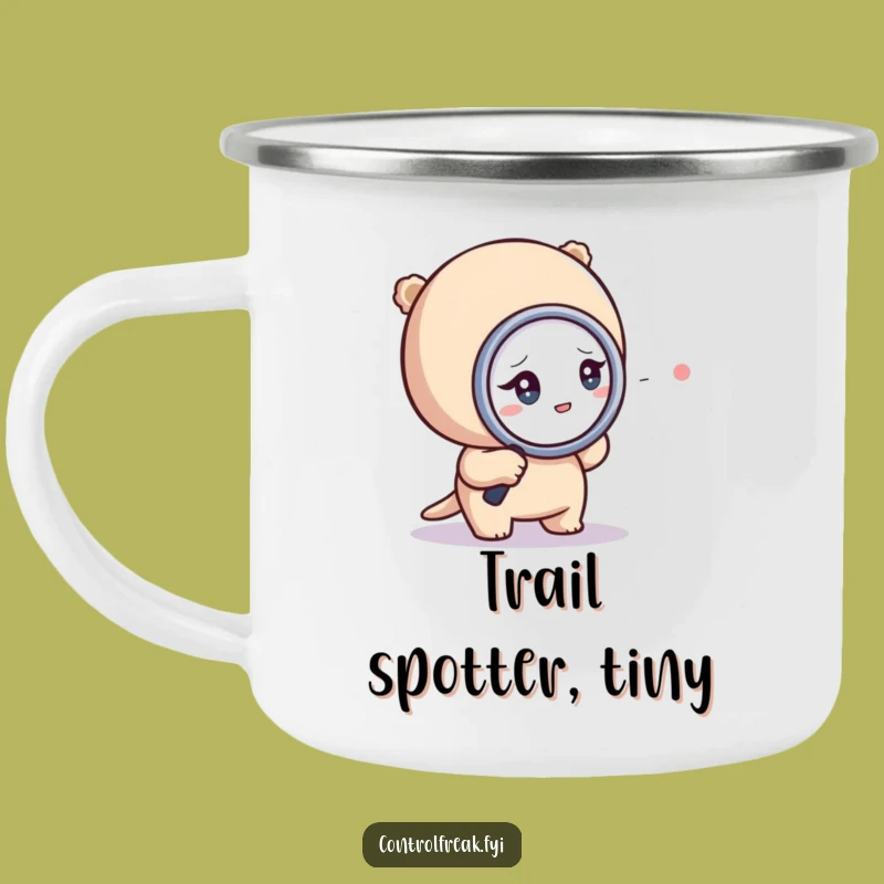 Funny Camping Mug: Tiny Character Magnifying Dot, Outdoor Focus Gift