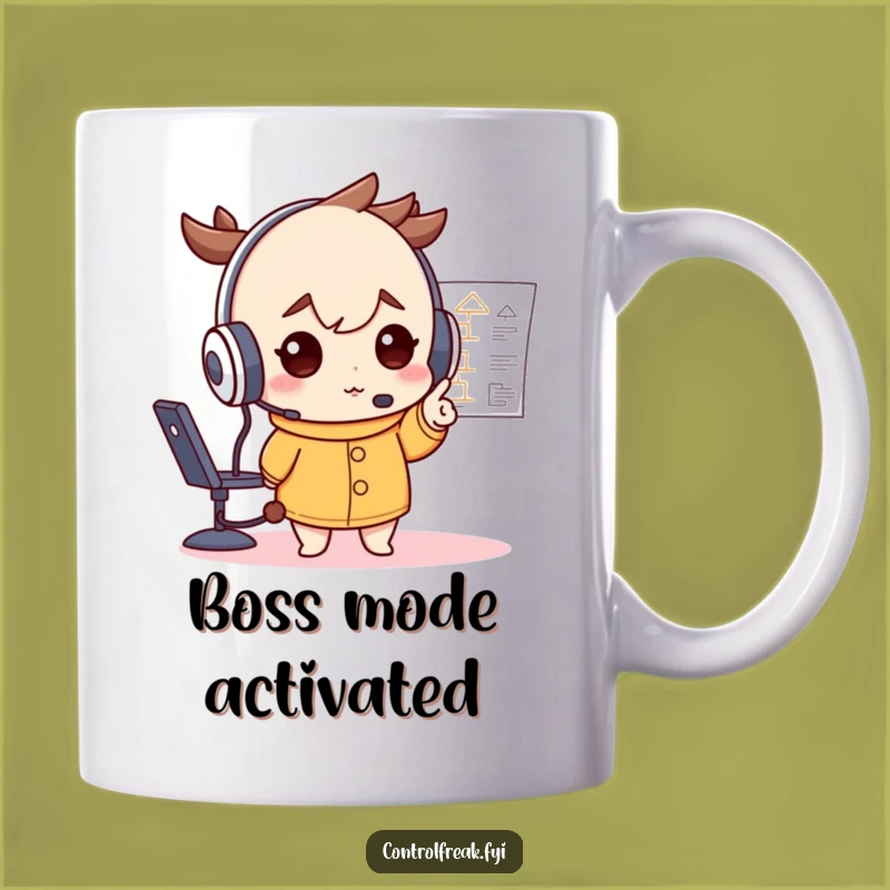 Funny Headset Flowchart Mug: Determined Pointer, Productive Gift Idea