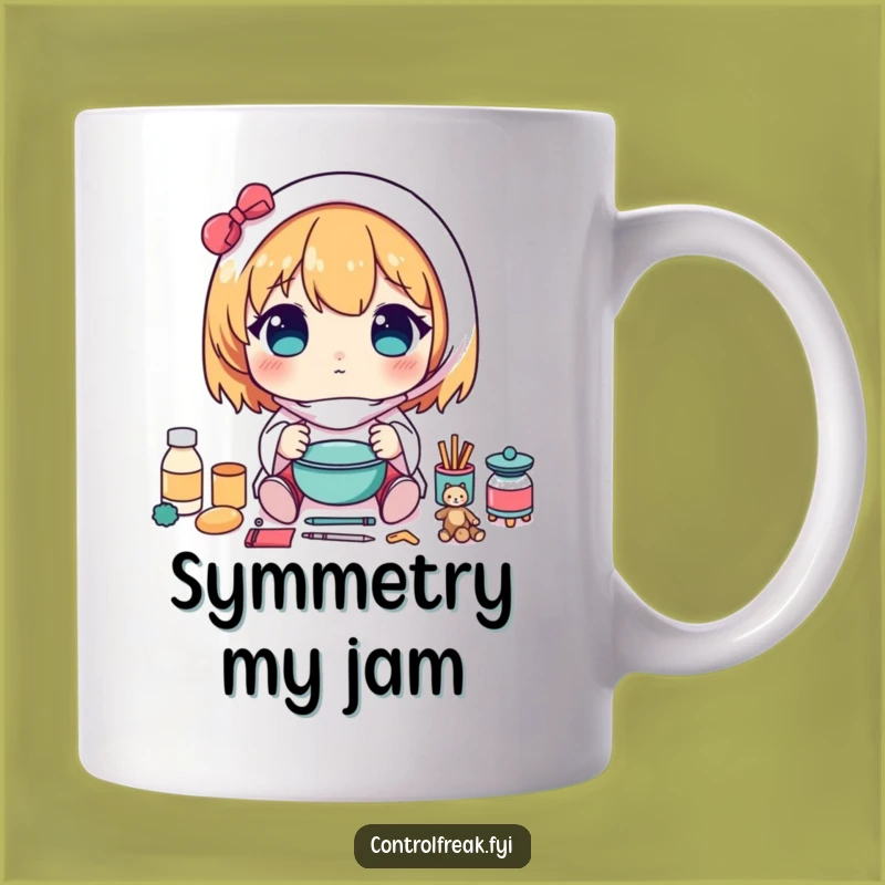 Funny Kawaii Symmetry Mug: Celebrate Order with a Perfectly Arranged & Funny Gift!