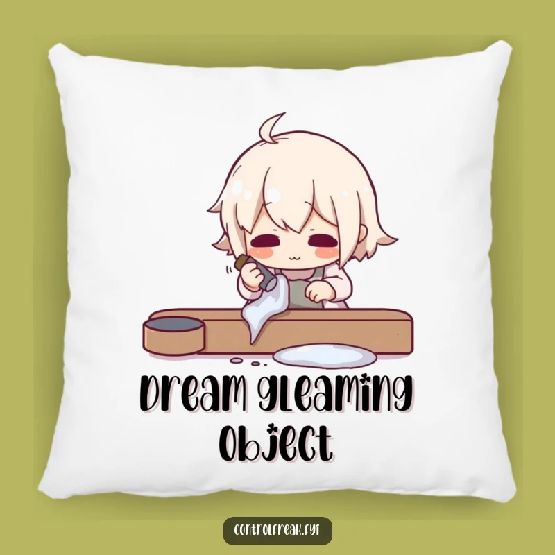 Funny Accent Pillow: Meticulous Polisher, Gleaming Comfort Gift