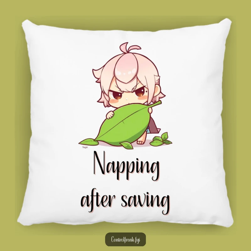 Funny Determined Leaf Straightener Pillow: Cozy Comfort for Earth's Helpers