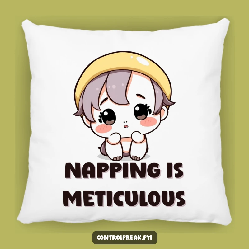 Funny Neat Freak Pillow: Cute Character Wiping a Perfect Circle, Comfy Funny Gift