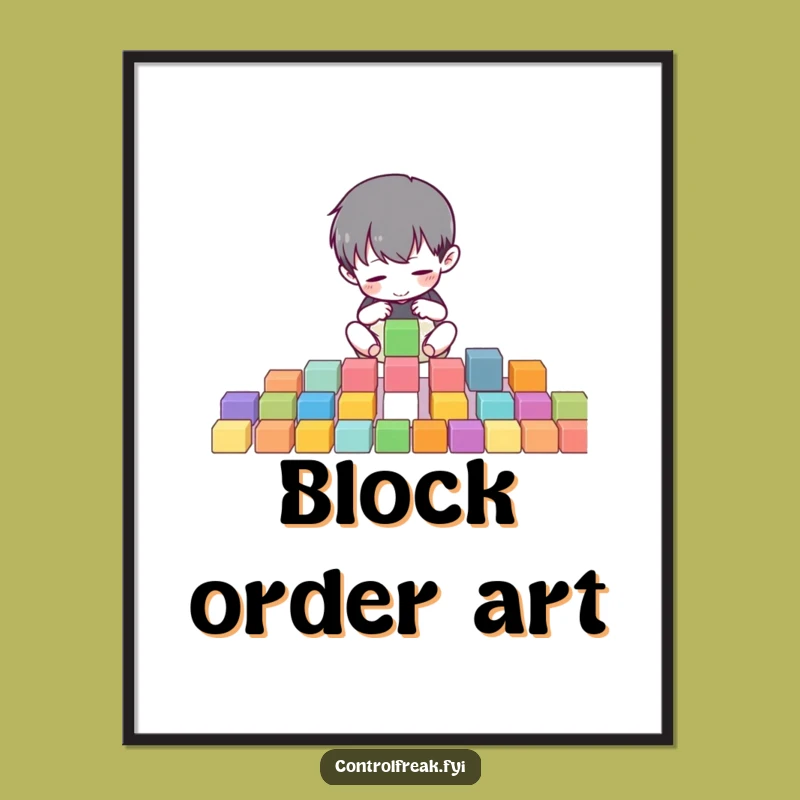 Funny Digital Art: Character Organizing Blocks, Instant Order Gift