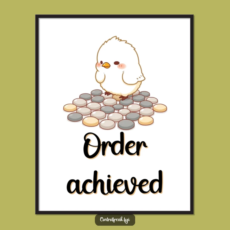 Funny Bird Pattern Digital Print: Organized Bird's Geometric Pebble Art