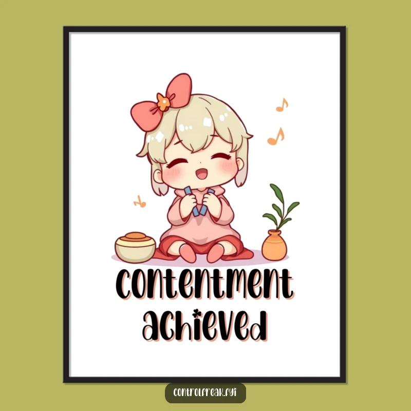 Funny Contented Cleaner Digital Art: Instant Calm for Your Walls!