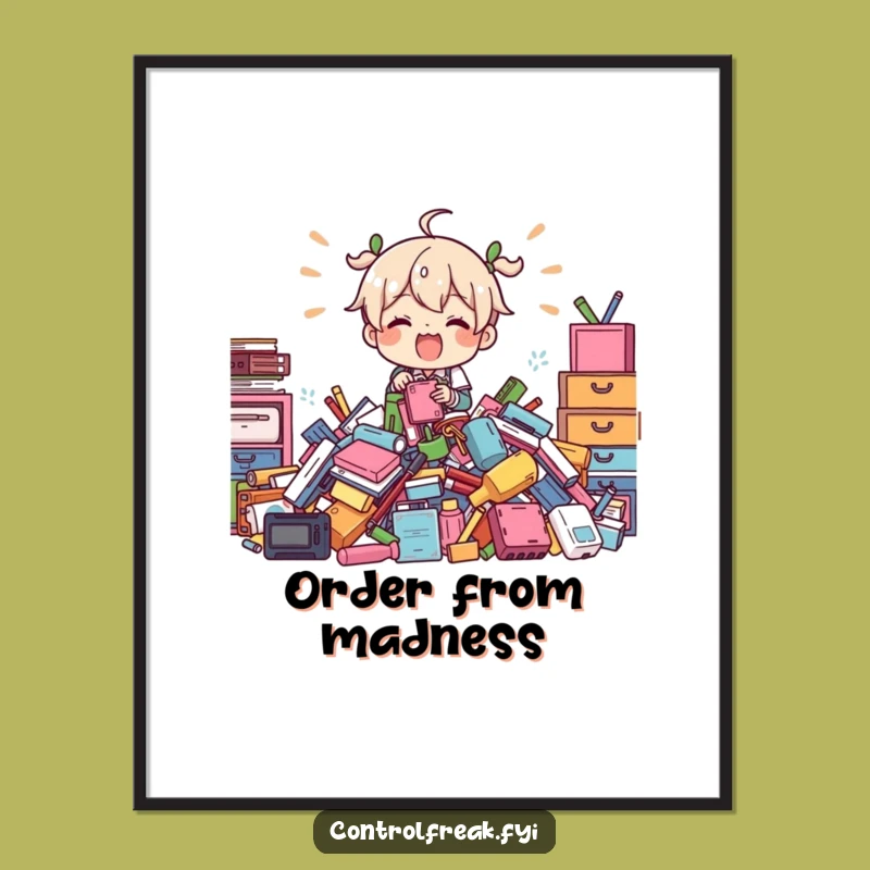 Funny Digital Art Print: Chaotic Organizer - Hilarious Decor for the Master of Mess