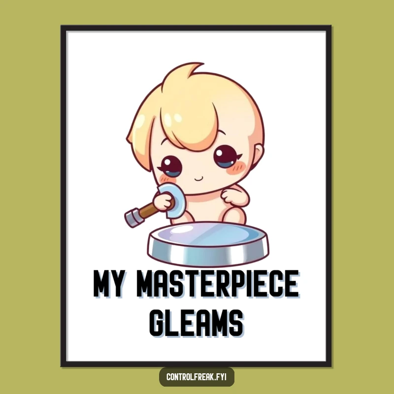 Funny Kawaii Polisher Digital Art: Meticulous Shine, Gleaming Decor, Instant Gift