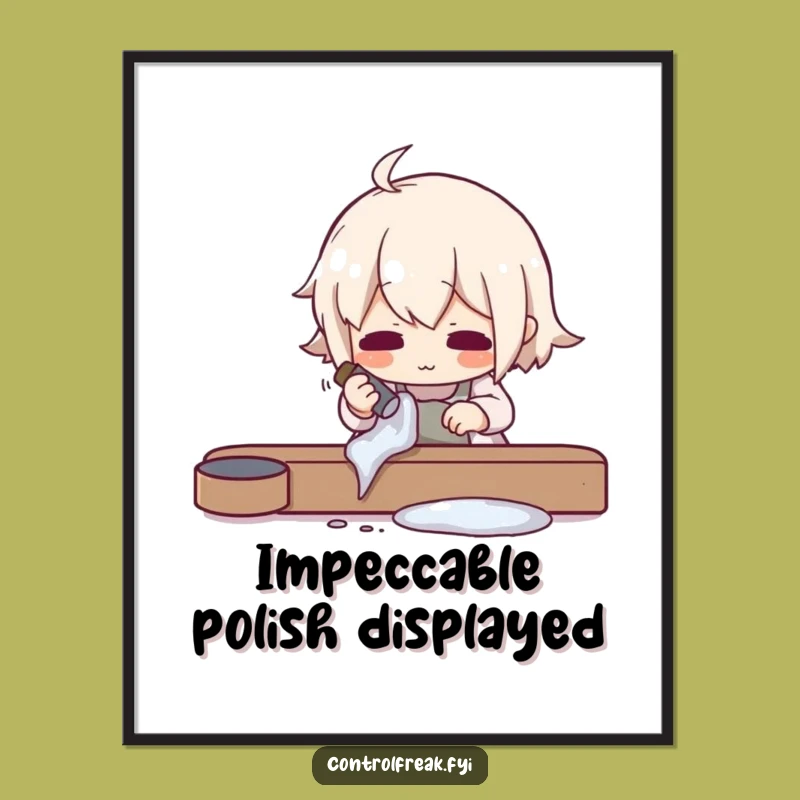 Funny Digital Art Print: Meticulous Polisher, Shine Wall Art Gift