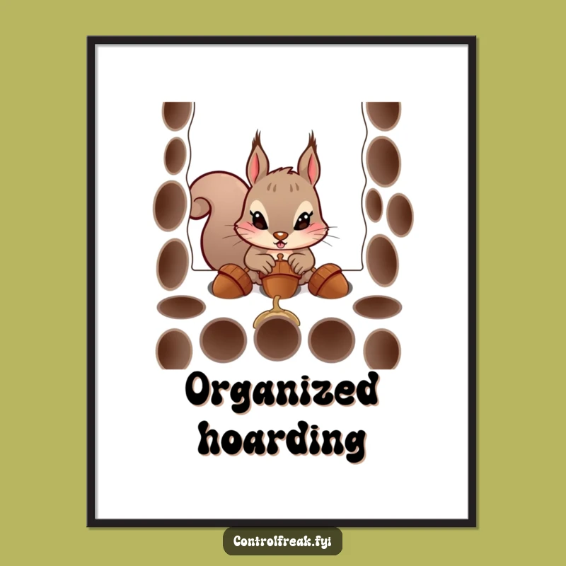 Funny Squirrel Acorn Determination Print - Hilarious Digital Art for Your Walls
