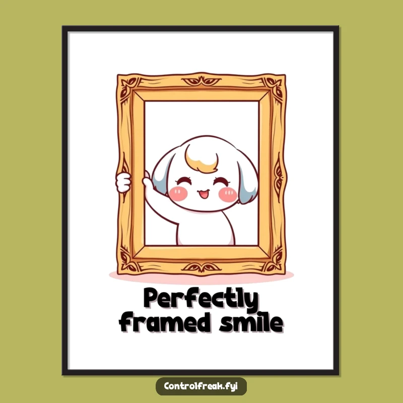 Funny Kawaii Decorator Digital Art: Straightening Smiles & Order - Instant Download!