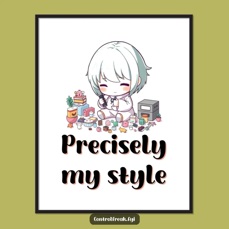 Funny Organizer Digital Art: Character Sorting Tiny Items, Wall Art Funny Gift