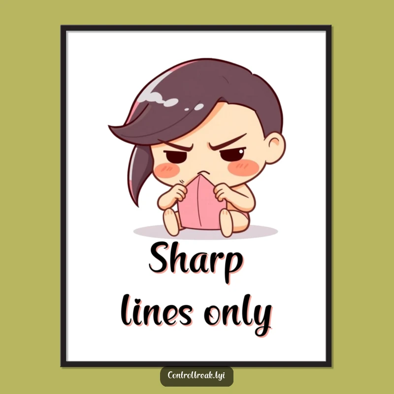 Funny Frowning Folder Print: Precision Wall Art, Instant Gift