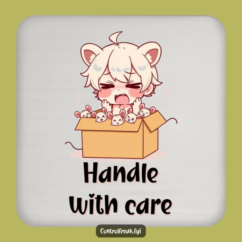 Funny Frazzled Mouse Herder Coaster: Chaotic Drink Holder, Small Gift