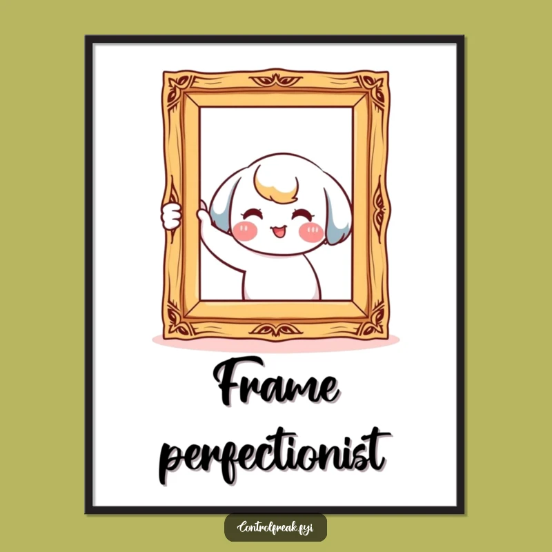 Funny Kawaii Decorator Poster: Hang Perfection with This Smiling, Straightening Art!