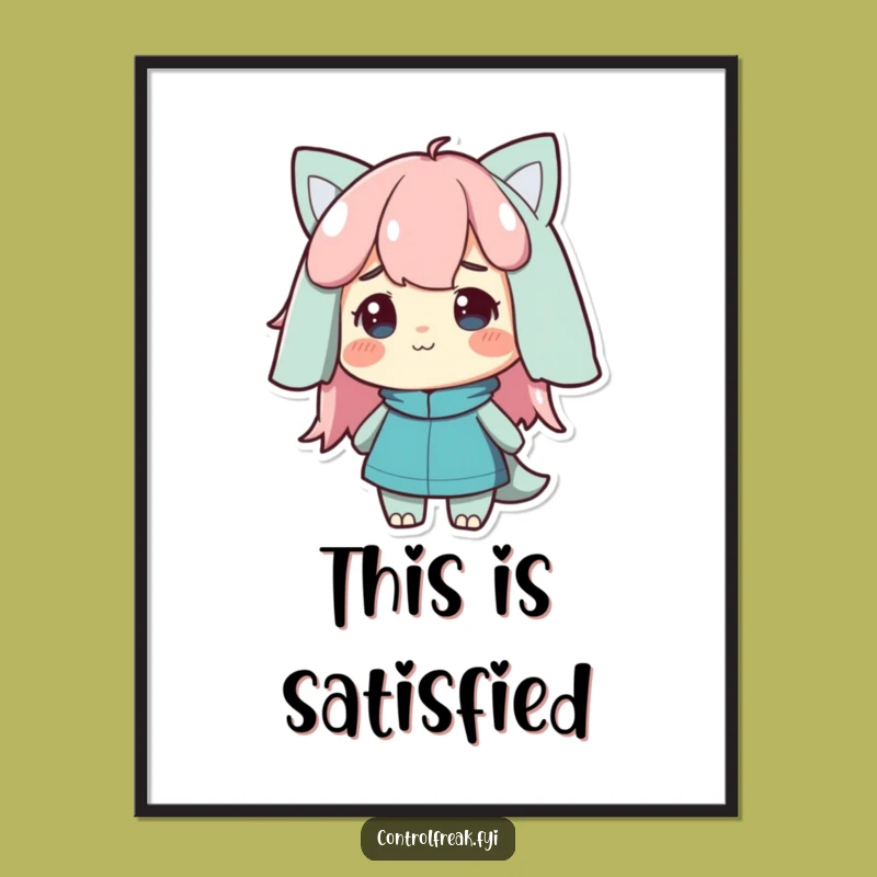 Funny Satisfied Nod Character Poster: Wall Art That Appreciates Order