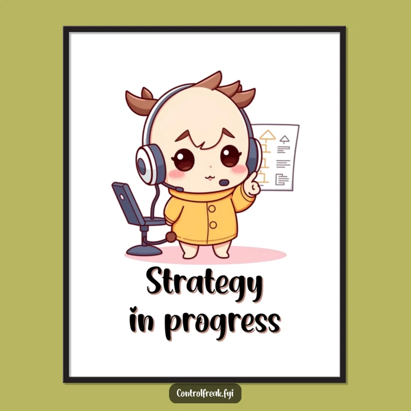 Funny Headset Flowchart Poster: Strategic Mind Decor, Artistic Gift