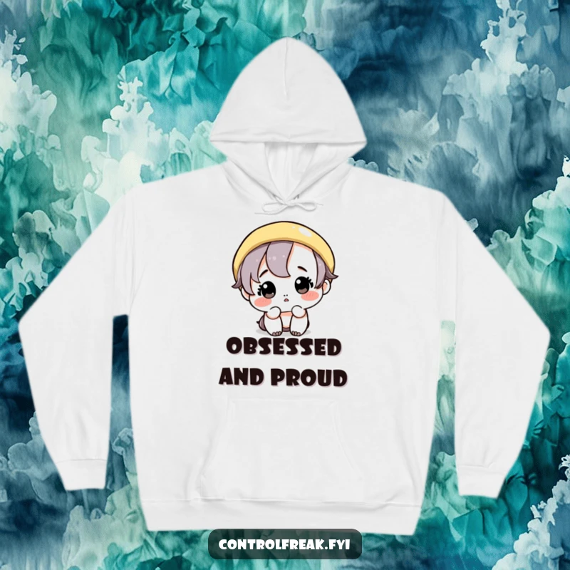 Funny hoodie: A cute character meticulously wipes a single, perfect geometric circle, highlighting a passion for neatness.