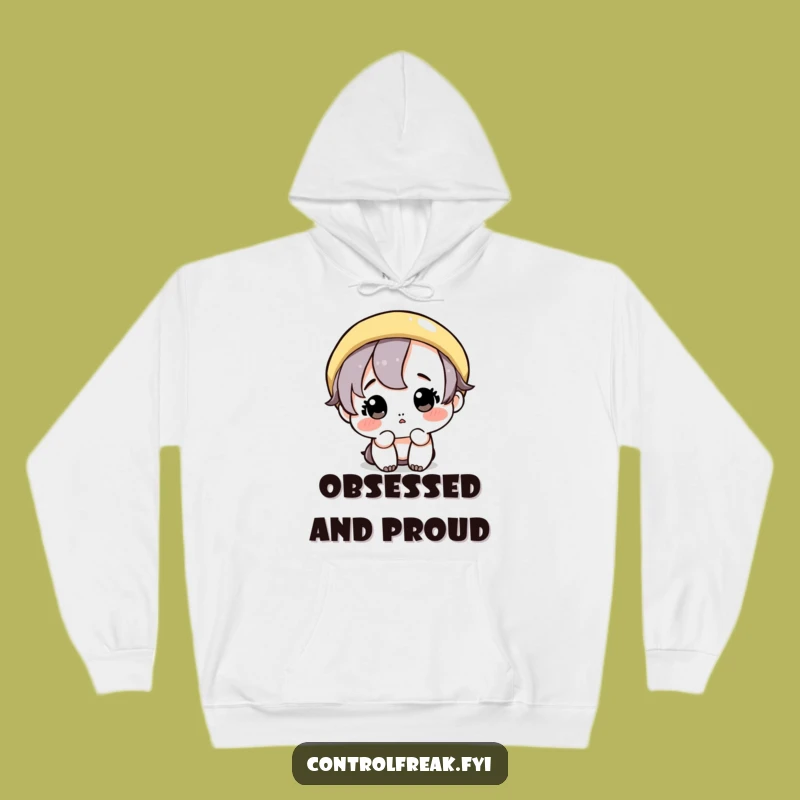 Funny Neat Freak Hoodie: Cute Character Wiping a Perfect Circle, Cozy Funny Gift