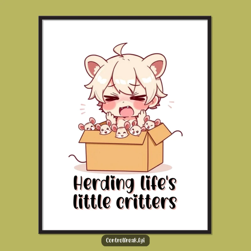 Free Printable Wall Art: Frazzled Mouse Herder - Whimsical Decor Download!