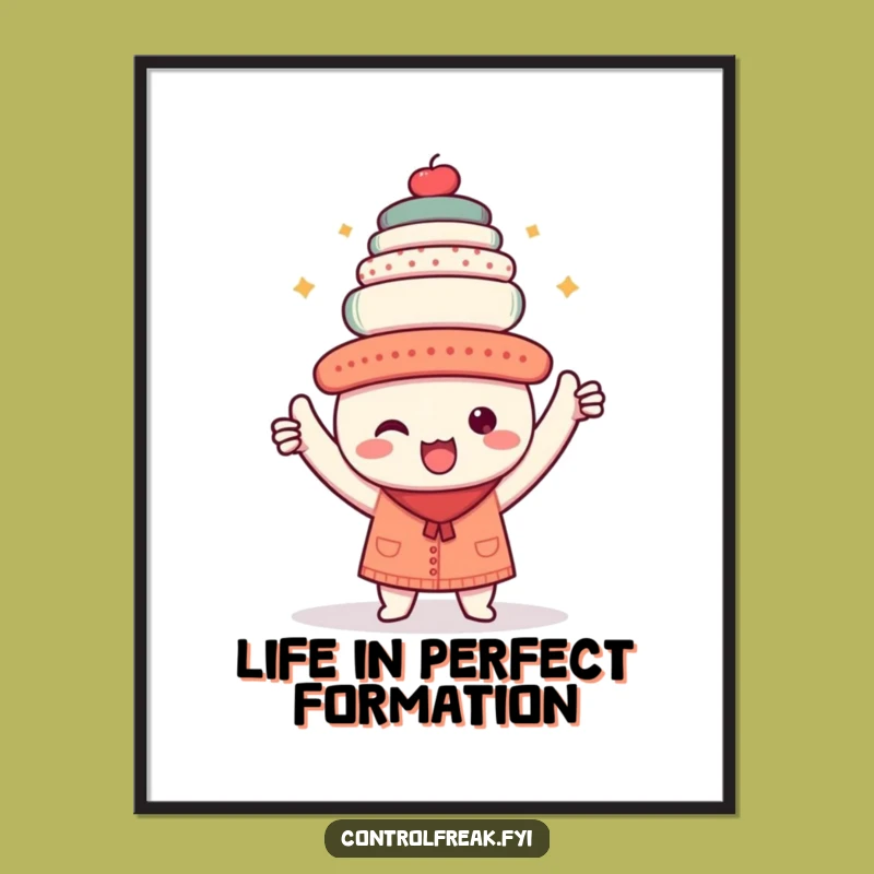 Free Printable Wall Art: Triumphant Kawaii Character Organized Stack Funny Downloadable Art