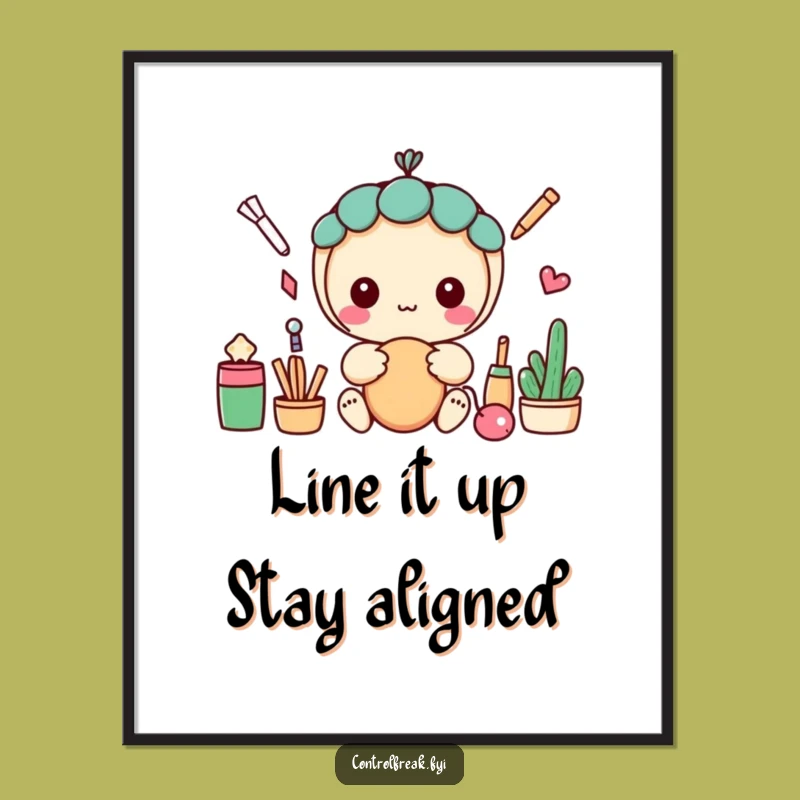 Funny Free Printable Wall Art: Organized Kawaii Character, Perfect Downloadable Decor
