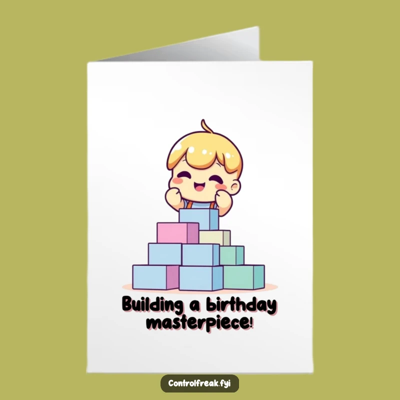 Free Printable Birthday Card: Block Builder - Fun Stacking Humor Download!