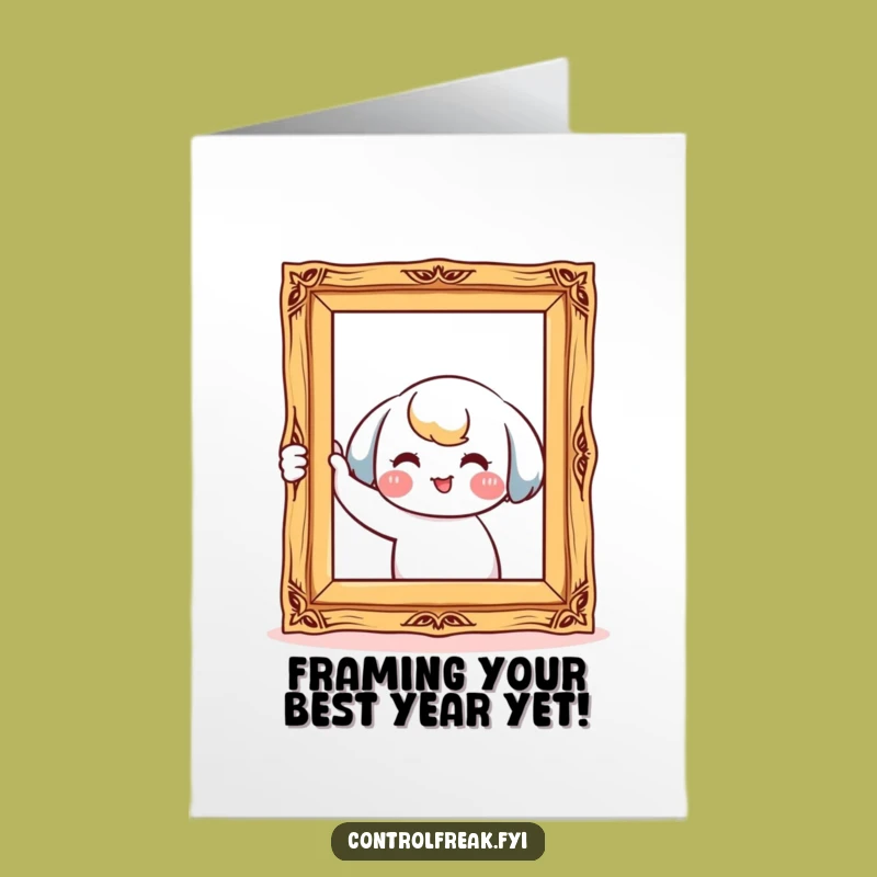 Free Printable Birthday Card: Straightening Kawaii Character Funny Downloadable Gift