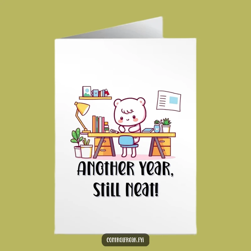 Free Printable Kawaii Neat Freak Birthday Card - Funny Downloadable Gift for Clean Freaks