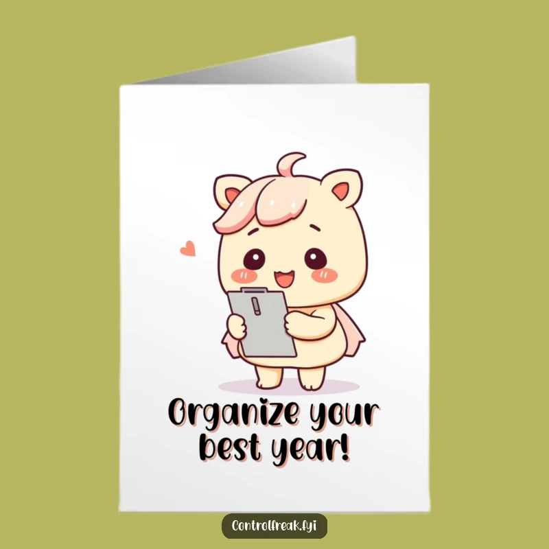 Free Printable Kawaii Organizer Birthday Card - Funny Smile Downloadable Gift