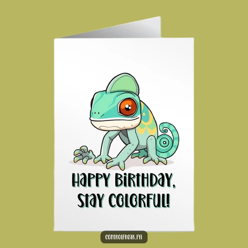 Free Printable Birthday Card: Chameleon Blending Pattern - Funny DIY Downloadable Gift