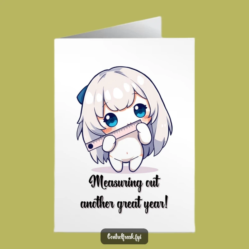 Precise Birthday Card: Tiny Ruler Character, Free Printable Fun Gift