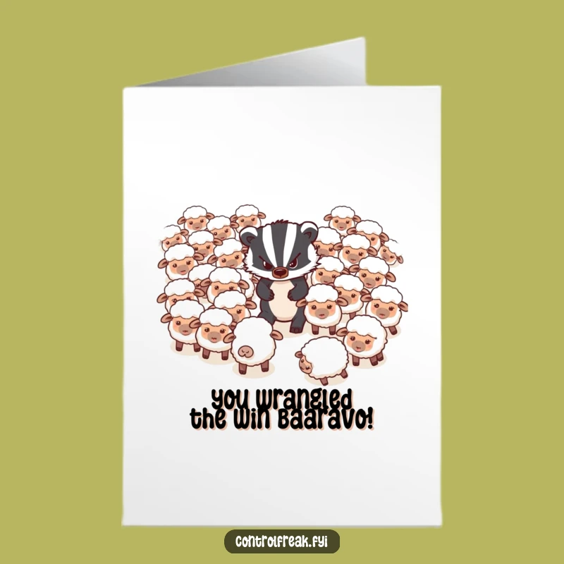 Free Printable Badger Sheep Card: Funny Congratulations Downloadable Gift for Tough Tasks