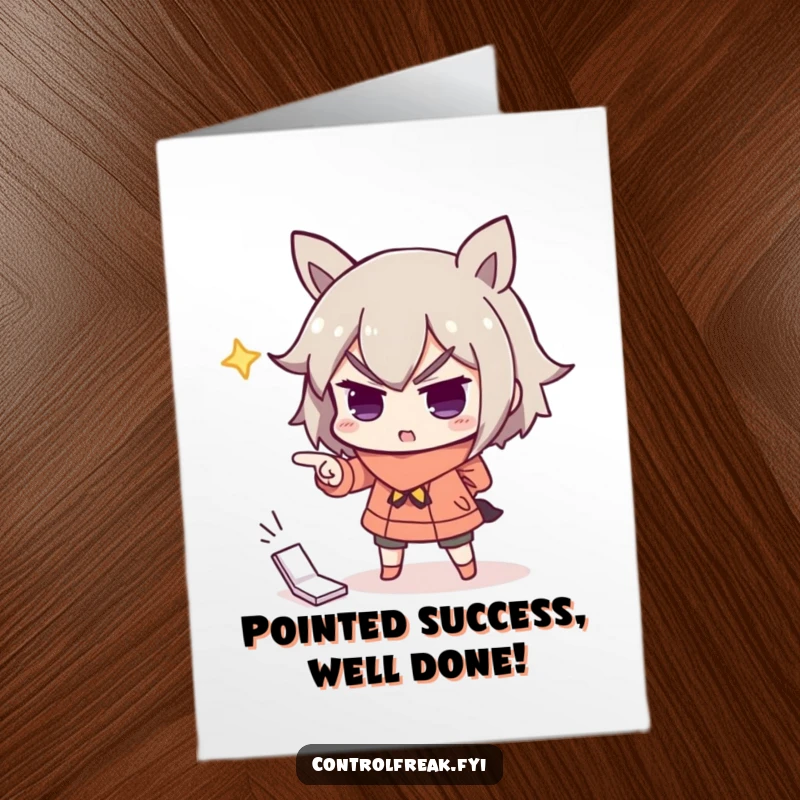 Funny Free Printable Congratulations Card: A character with exaggerated drama pointing at a misplaced item with great importance.