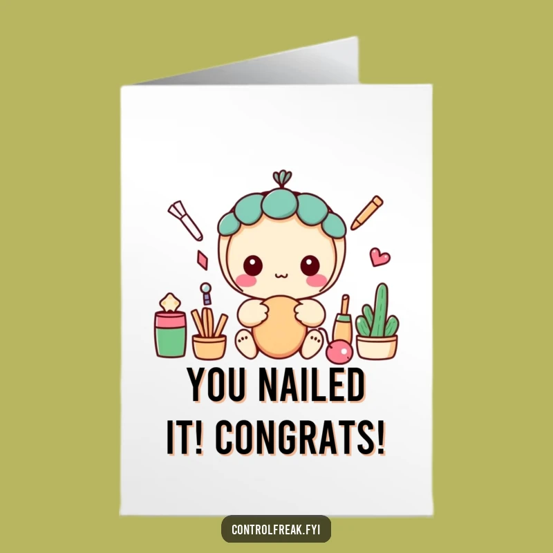 Free Printable Congrats Card: Humorous Kawaii Organizer, Perfect Downloadable Gift