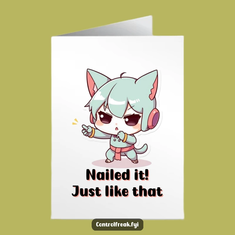 Free Printable Congrats Card: Intense Focus Funny Character, Unique Downloadable Gift