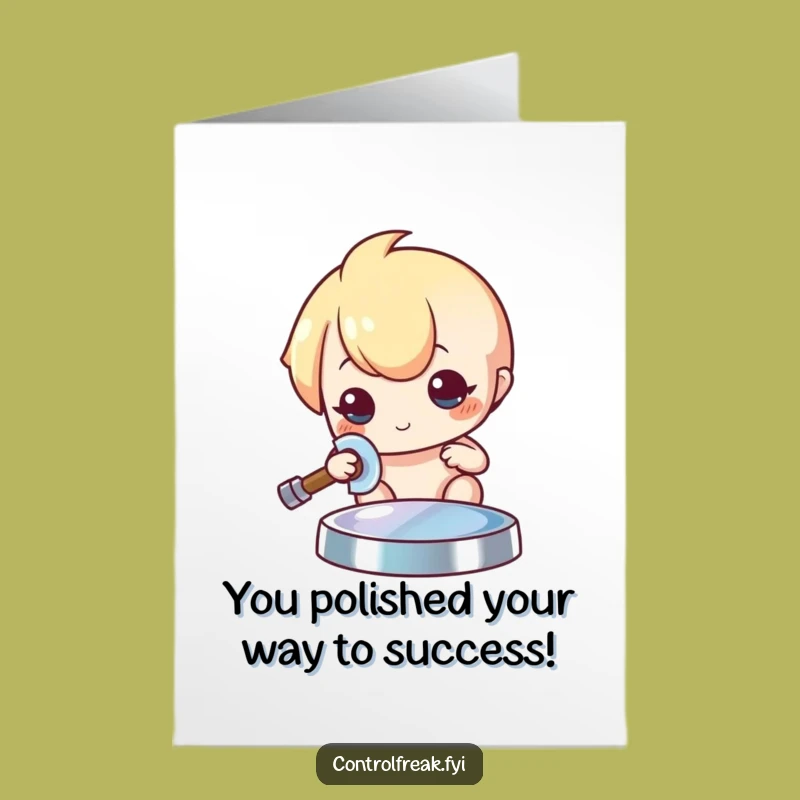 Free Printable Congrats Card: Kawaii Character Polishes Your Success To A Gleam