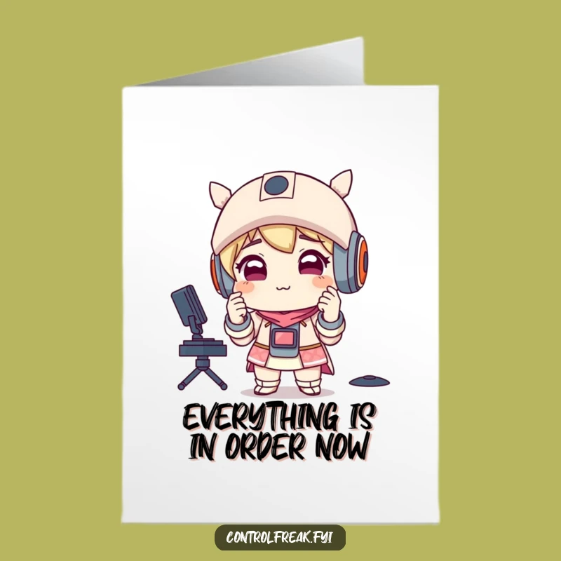 Free Printable Congrats Card: Neat Freak Character, Organized Downloadable Art