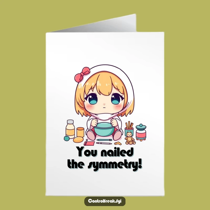 Free Printable Congrats Card: Symmetrical Kawaii Character Funny Downloadable Gift