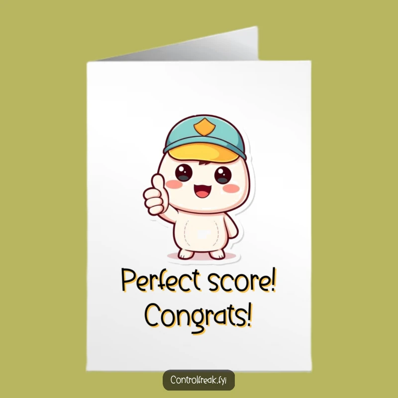 Free Printable Congrats Card: Kawaii Character Approves Your Big Win!